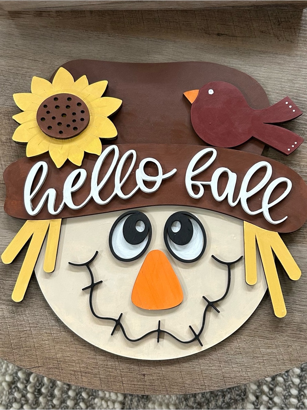 Hello Fall Scarecrow Wall Decor - Brown, Yellow, Orange